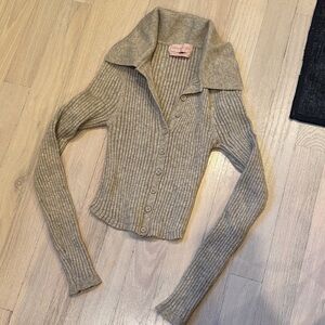 Women's Ribbed Beige Sweater